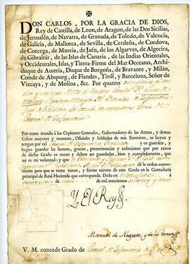 Orden del Rey Carlos IV de España para ejército